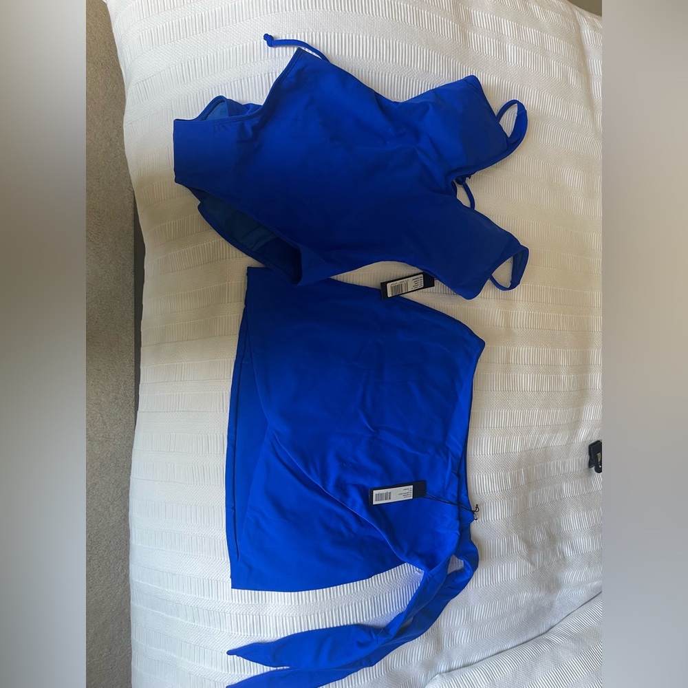 TA3 One Piece Swimsuit in Cobalt Blue and TA3 Wrap up Skirt in Cobalt Blue